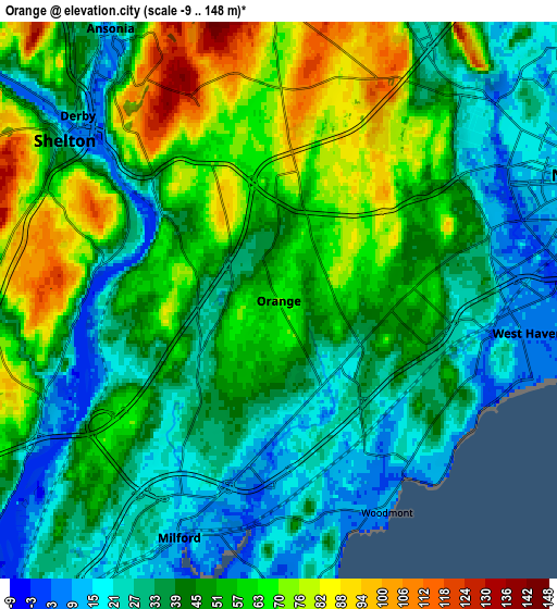 Zoom OUT 2x Orange, United States elevation map