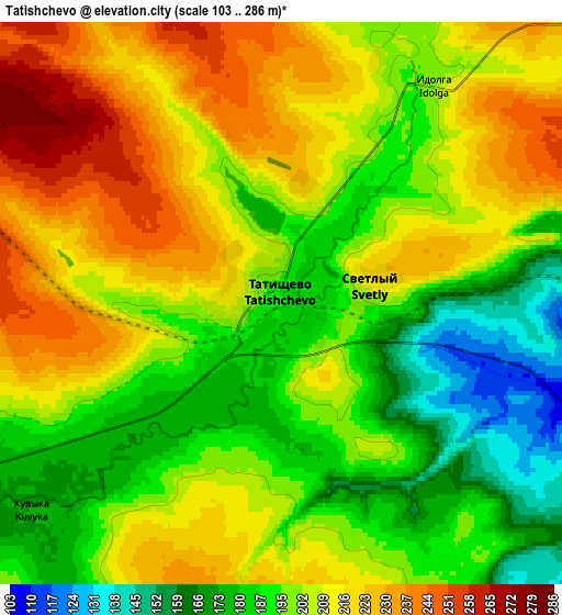 Zoom OUT 2x Tatishchevo, Russia elevation map