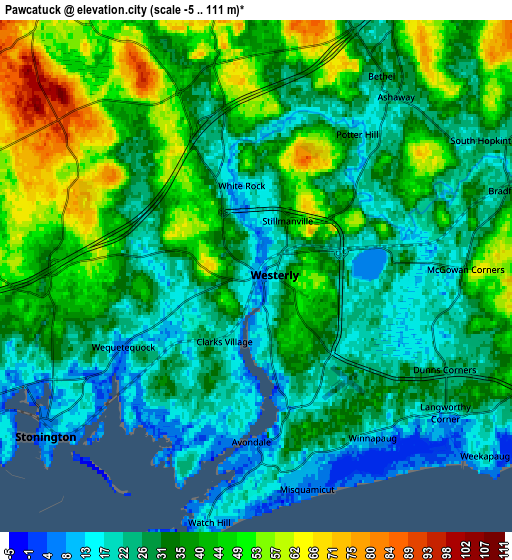 Zoom OUT 2x Pawcatuck, United States elevation map