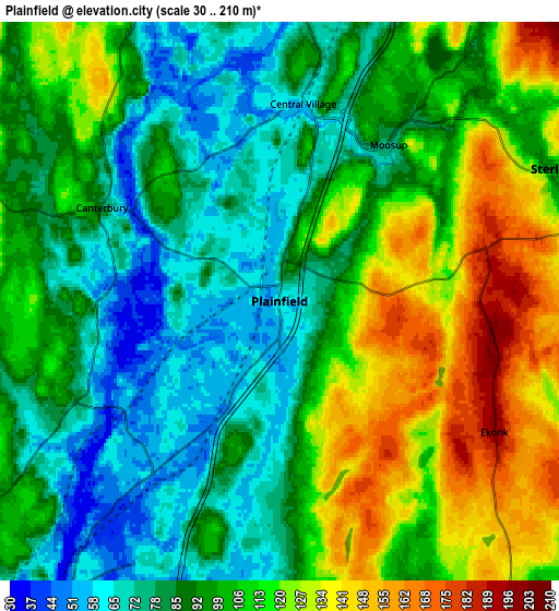 Zoom OUT 2x Plainfield, United States elevation map