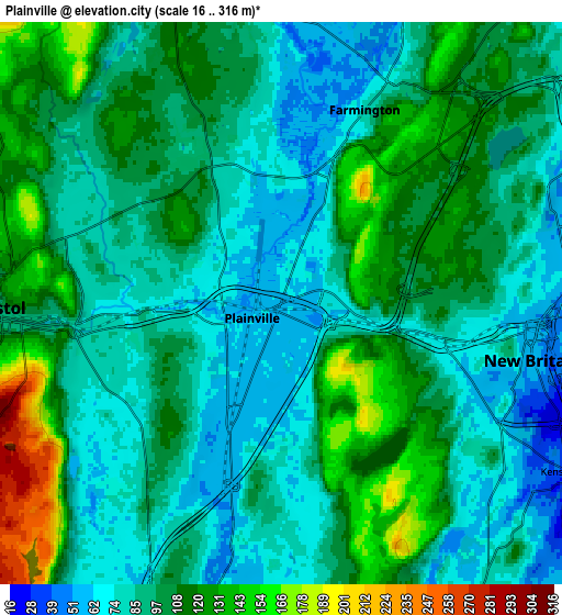 Zoom OUT 2x Plainville, United States elevation map