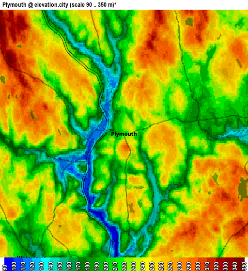 Zoom OUT 2x Plymouth, United States elevation map