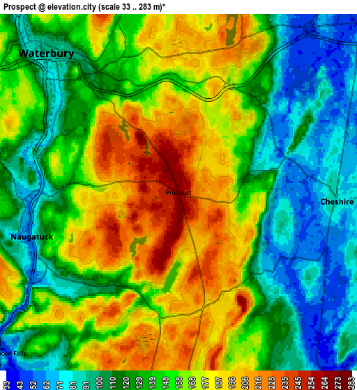 Zoom OUT 2x Prospect, United States elevation map