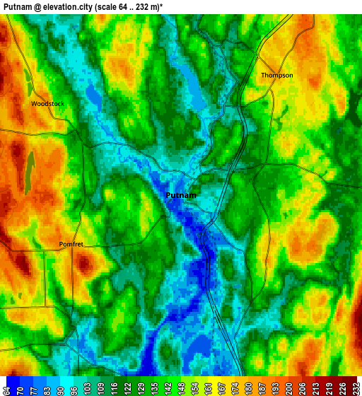 Zoom OUT 2x Putnam, United States elevation map