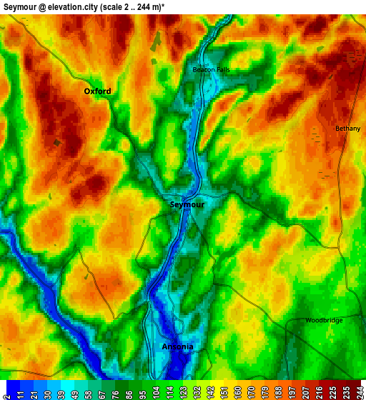 Zoom OUT 2x Seymour, United States elevation map