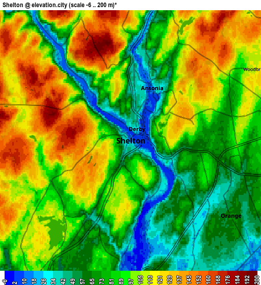 Zoom OUT 2x Shelton, United States elevation map