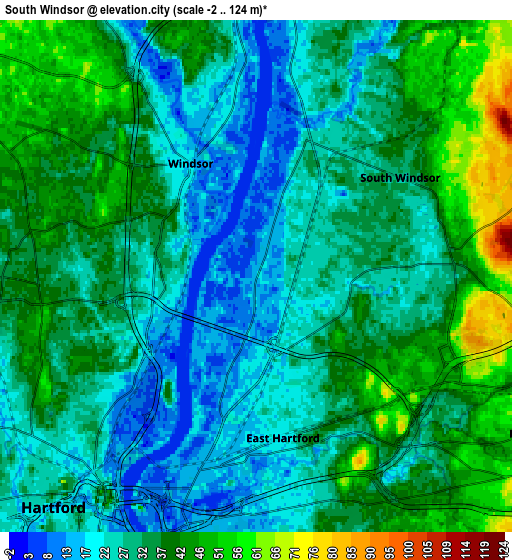 Zoom OUT 2x South Windsor, United States elevation map