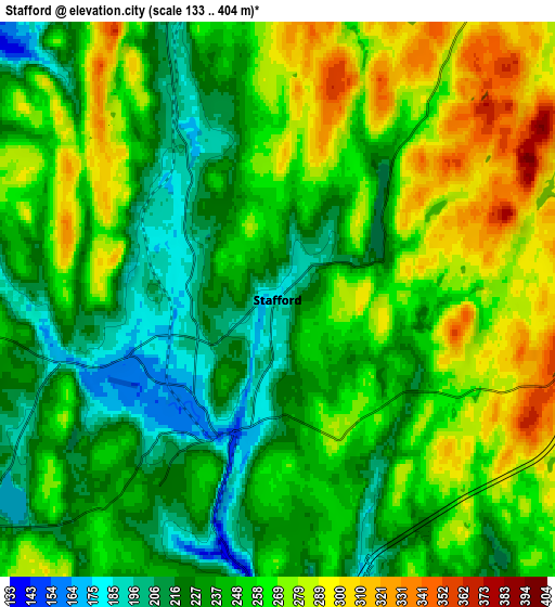 Zoom OUT 2x Stafford, United States elevation map