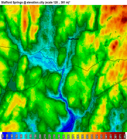 Zoom OUT 2x Stafford Springs, United States elevation map