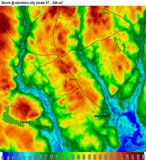 Zoom OUT 2x Storrs, United States elevation map