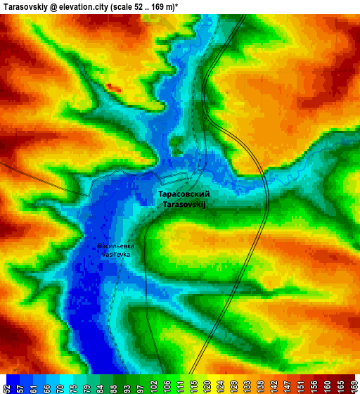 Zoom OUT 2x Tarasovskiy, Russia elevation map