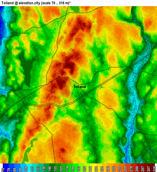 Zoom OUT 2x Tolland, United States elevation map