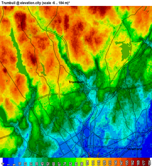 Zoom OUT 2x Trumbull, United States elevation map