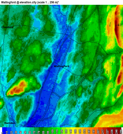 Zoom OUT 2x Wallingford, United States elevation map