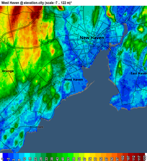 Zoom OUT 2x West Haven, United States elevation map