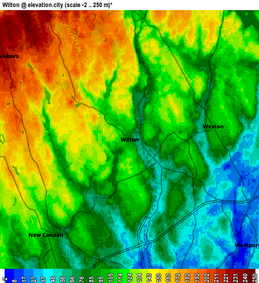 Zoom OUT 2x Wilton, United States elevation map