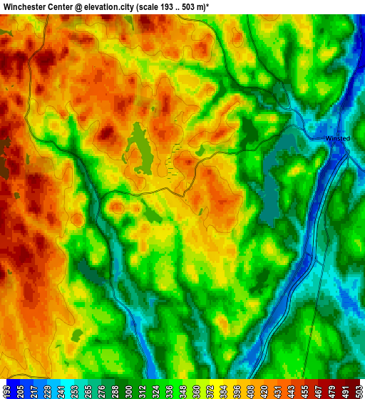 Zoom OUT 2x Winchester Center, United States elevation map