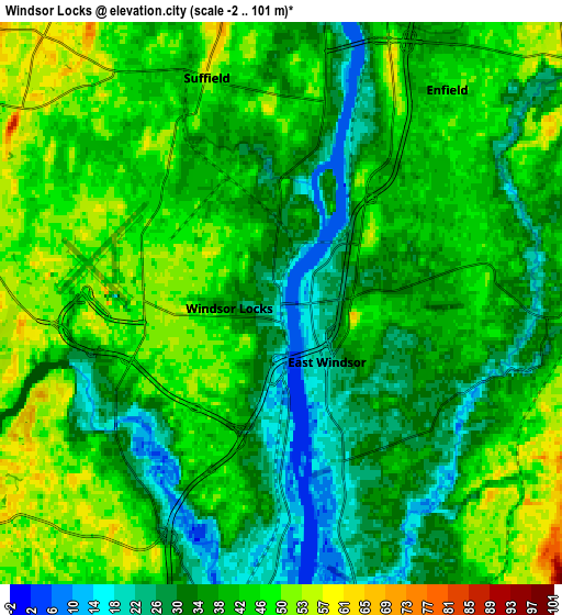 Zoom OUT 2x Windsor Locks, United States elevation map