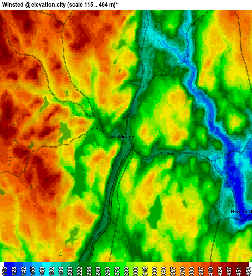 Zoom OUT 2x Winsted, United States elevation map