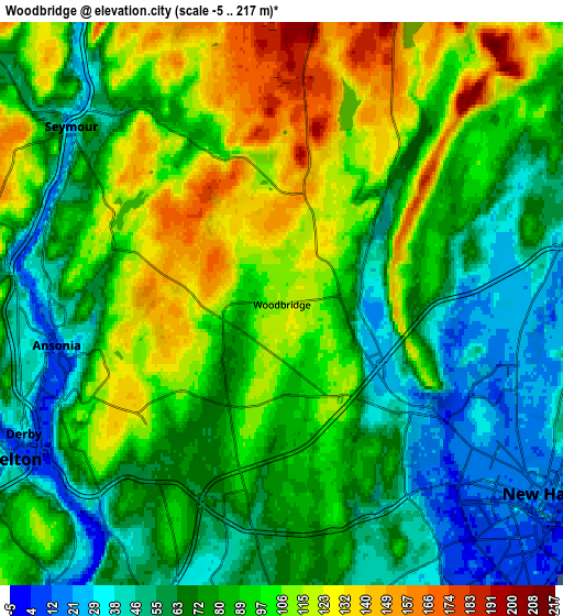 Zoom OUT 2x Woodbridge, United States elevation map