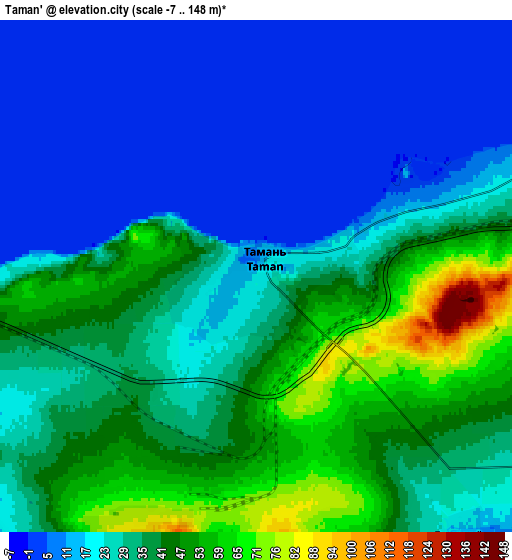 Zoom OUT 2x Taman’, Russia elevation map