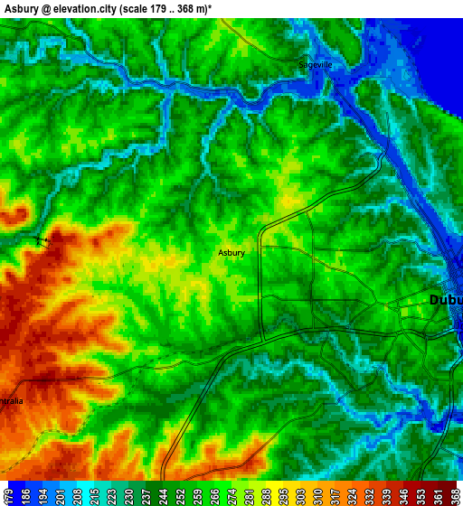 Zoom OUT 2x Asbury, United States elevation map