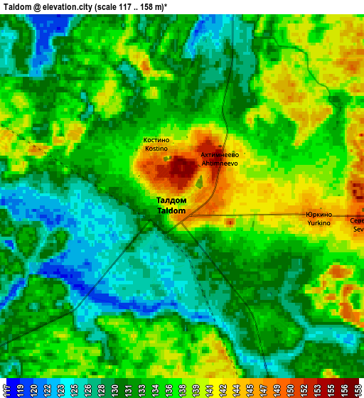 Zoom OUT 2x Taldom, Russia elevation map