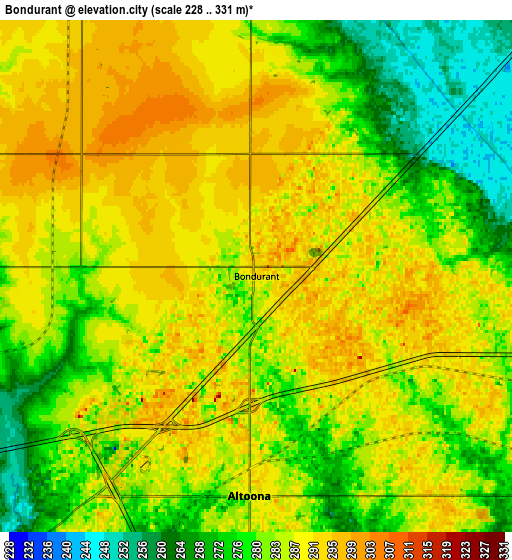 Zoom OUT 2x Bondurant, United States elevation map