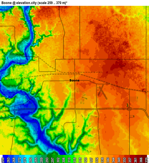 Zoom OUT 2x Boone, United States elevation map