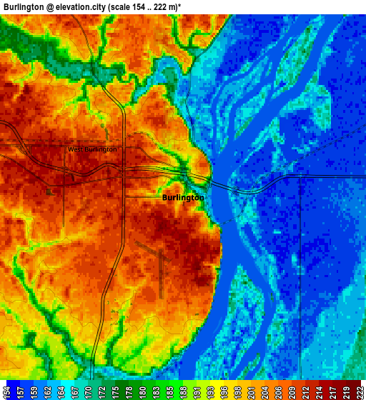 Zoom OUT 2x Burlington, United States elevation map