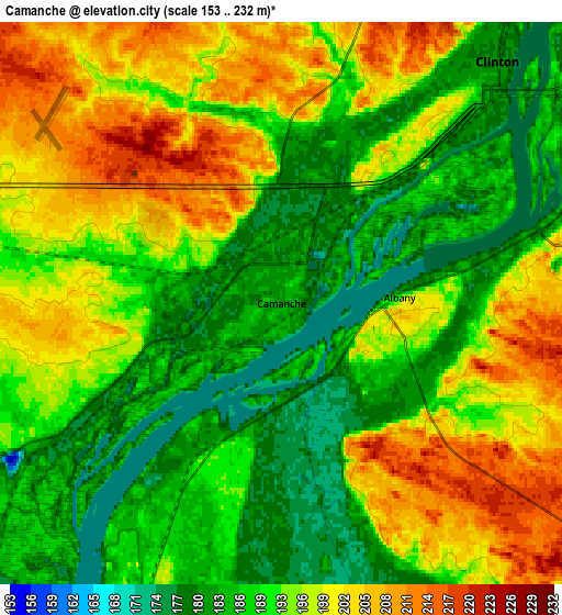 Zoom OUT 2x Camanche, United States elevation map