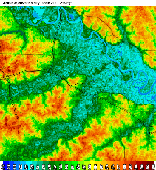 Zoom OUT 2x Carlisle, United States elevation map