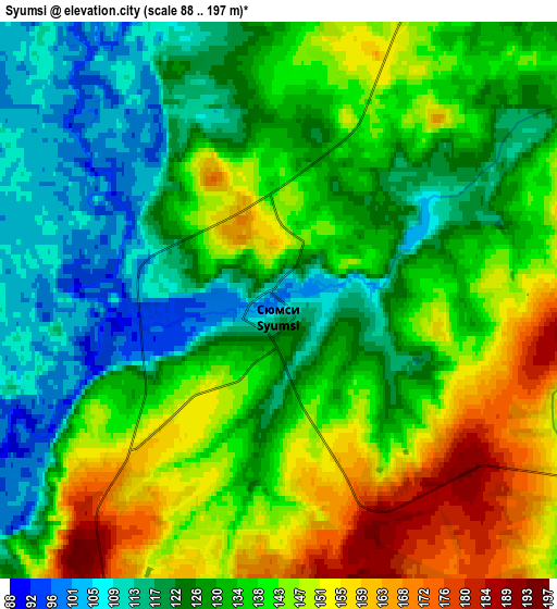 Zoom OUT 2x Syumsi, Russia elevation map