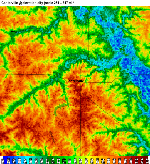 Zoom OUT 2x Centerville, United States elevation map