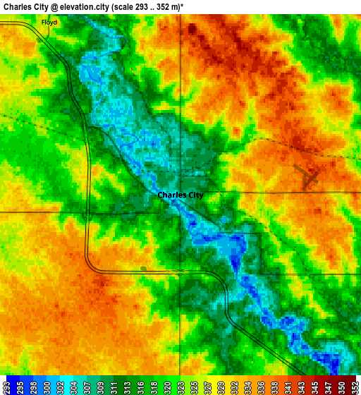 Zoom OUT 2x Charles City, United States elevation map