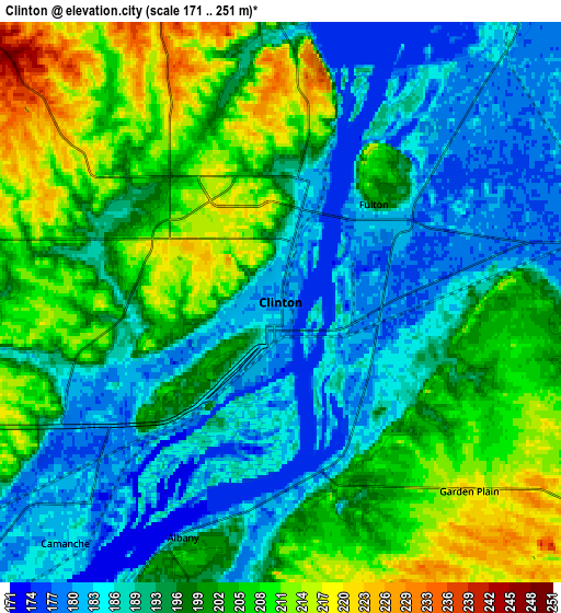 Zoom OUT 2x Clinton, United States elevation map