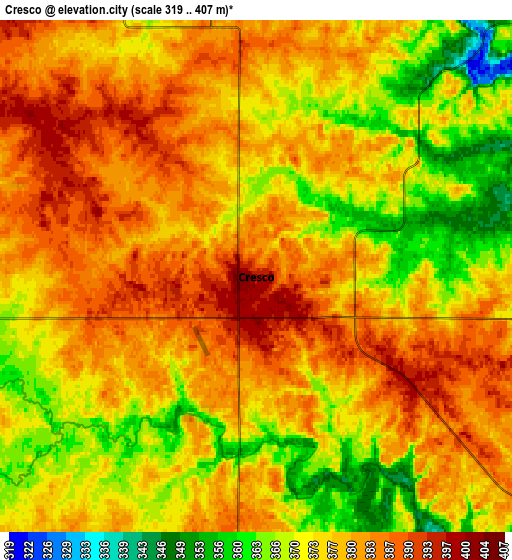 Zoom OUT 2x Cresco, United States elevation map