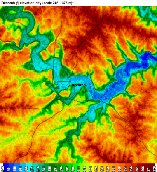 Zoom OUT 2x Decorah, United States elevation map