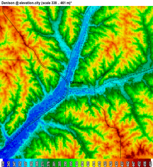 Zoom OUT 2x Denison, United States elevation map