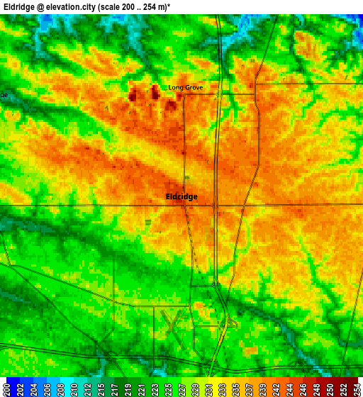 Zoom OUT 2x Eldridge, United States elevation map