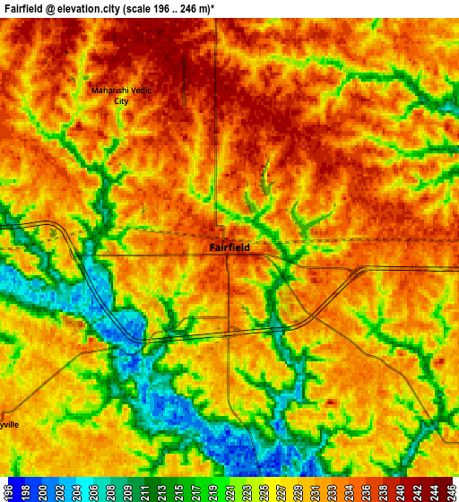 Zoom OUT 2x Fairfield, United States elevation map