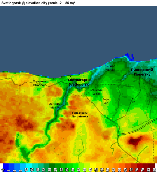 Zoom OUT 2x Svetlogorsk, Russia elevation map