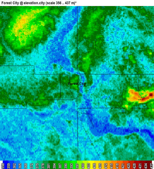 Zoom OUT 2x Forest City, United States elevation map