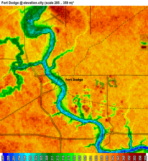 Zoom OUT 2x Fort Dodge, United States elevation map