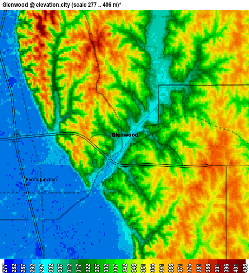 Zoom OUT 2x Glenwood, United States elevation map