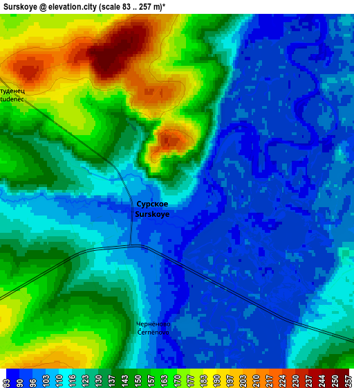 Zoom OUT 2x Surskoye, Russia elevation map