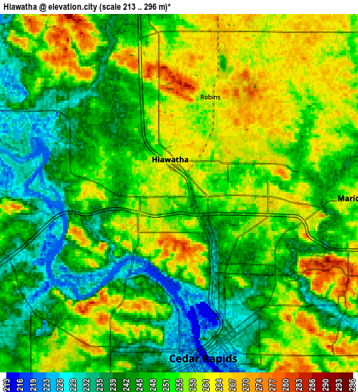 Zoom OUT 2x Hiawatha, United States elevation map