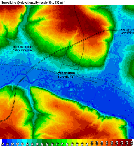 Zoom OUT 2x Surovikino, Russia elevation map