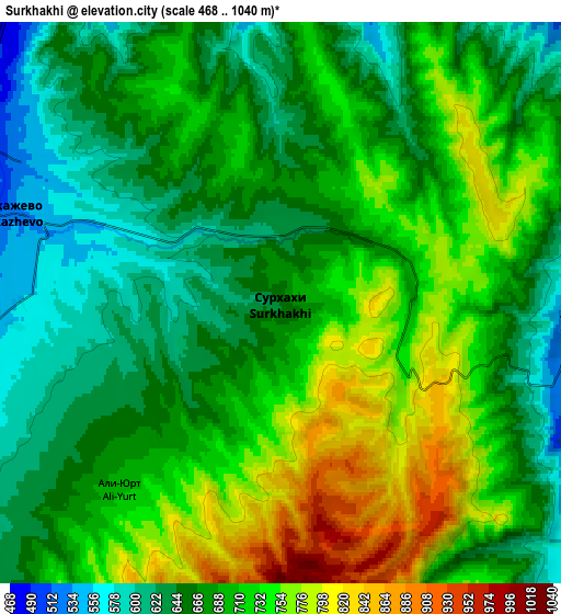 Zoom OUT 2x Surkhakhi, Russia elevation map