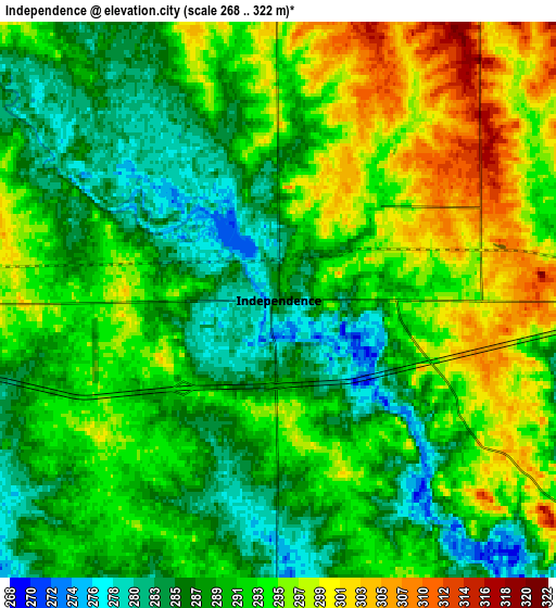 Zoom OUT 2x Independence, United States elevation map